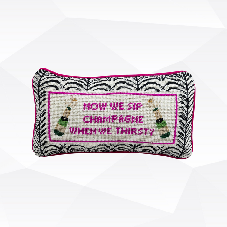 Champagne Needlepoint Pillow