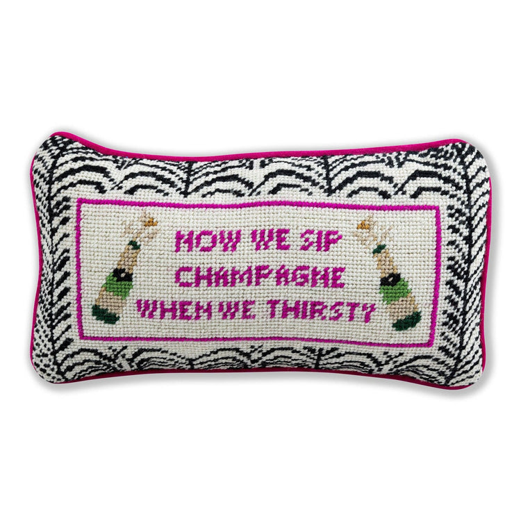 Champagne Needlepoint Pillow