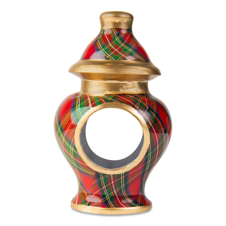 4 SET Tartan Ginger Jar Enameled Napkin Ring