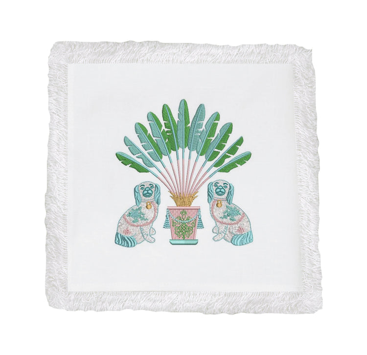 Palm Dogs Fringe Cocktail Napkins (Set of 4)