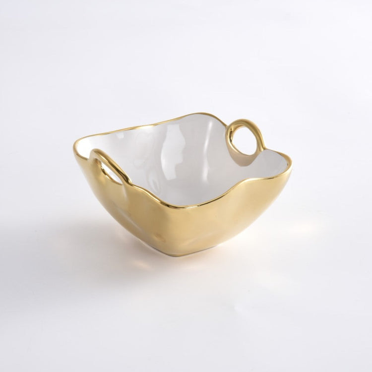 Square Snack Bowl Gold Rim