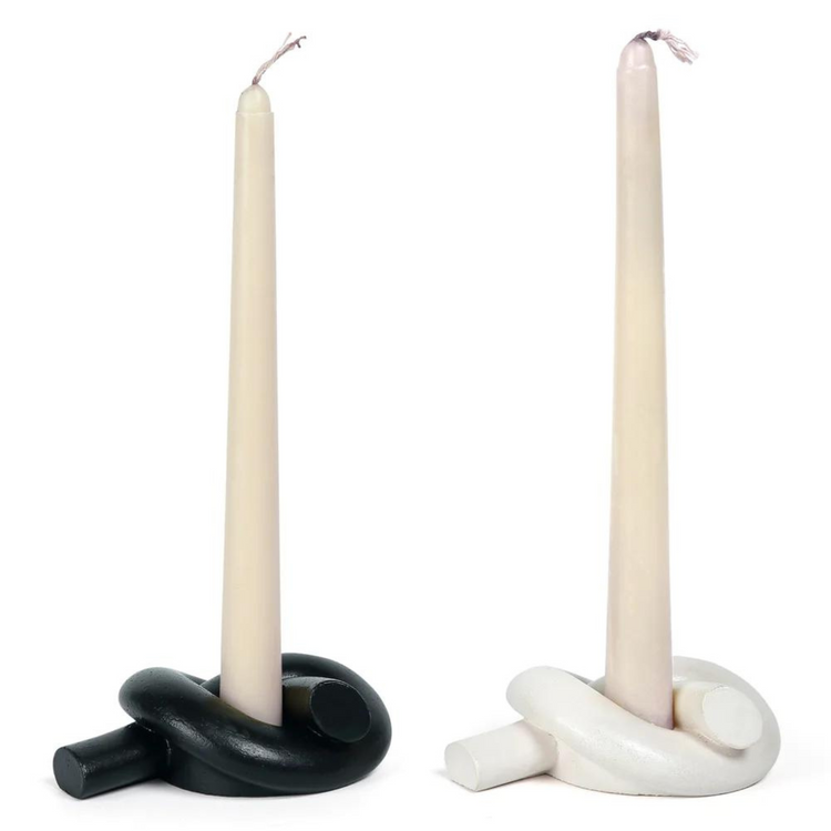 White Knot Candlestick Holder