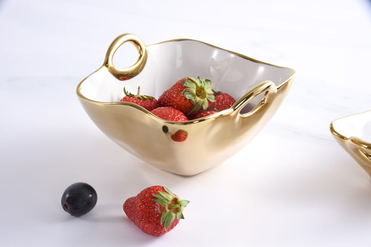 Square Snack Bowl Gold Rim