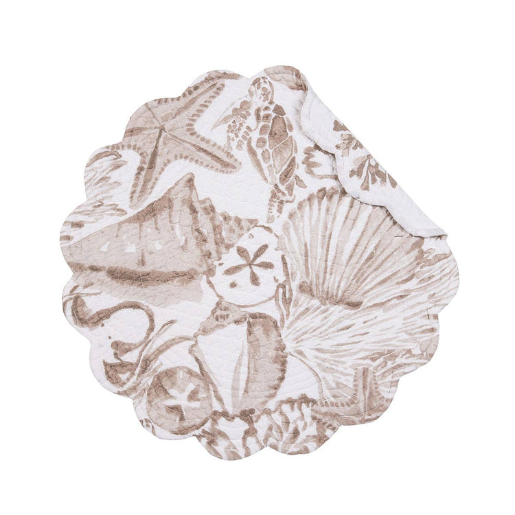 Shore Thing- Set 4 Reversible Round Tan Placemats Set 4