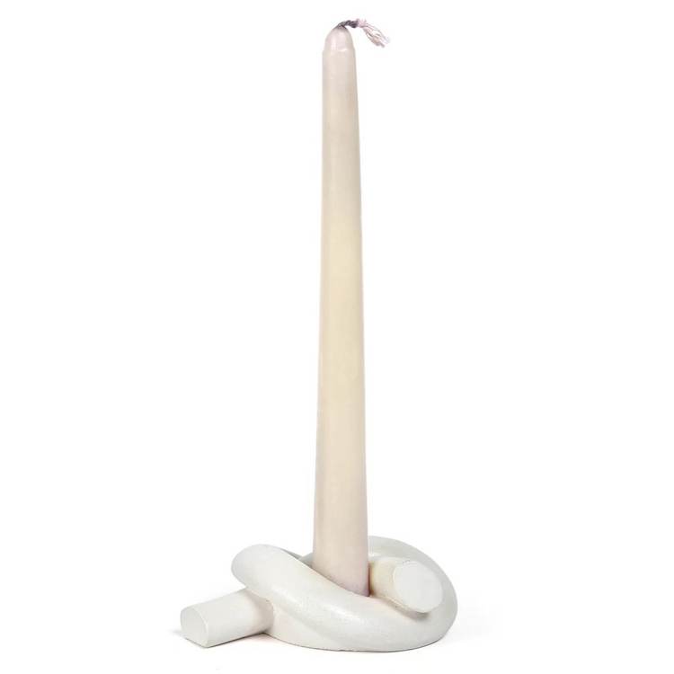 White Knot Candlestick Holder