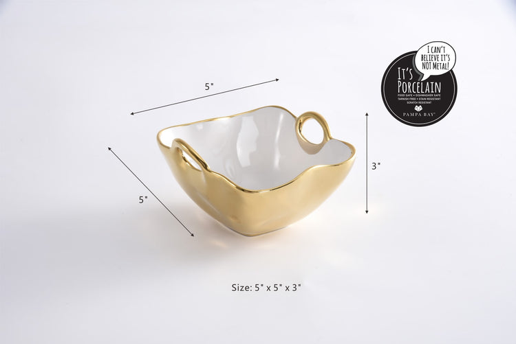 Square Snack Bowl Gold Rim