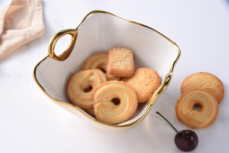 Square Snack Bowl Gold Rim