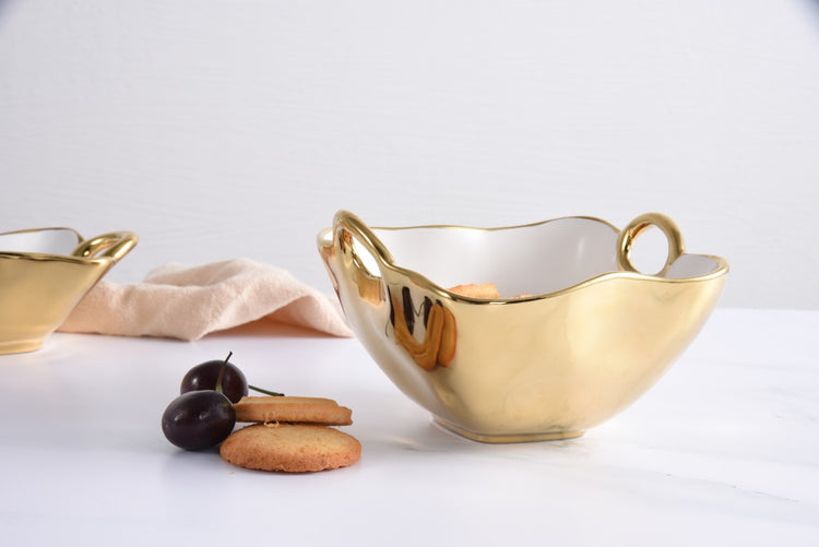 Square Snack Bowl Gold Rim