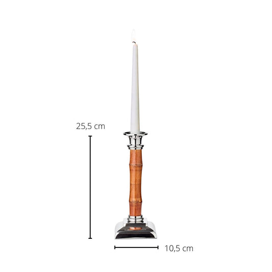 Bamboo and Silver Candlestick (Pair)