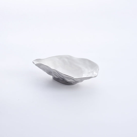 Small White/Silver Oyster Bowl