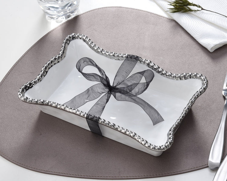 Dinner Napkin / Guest Towel Holder Silver Rim