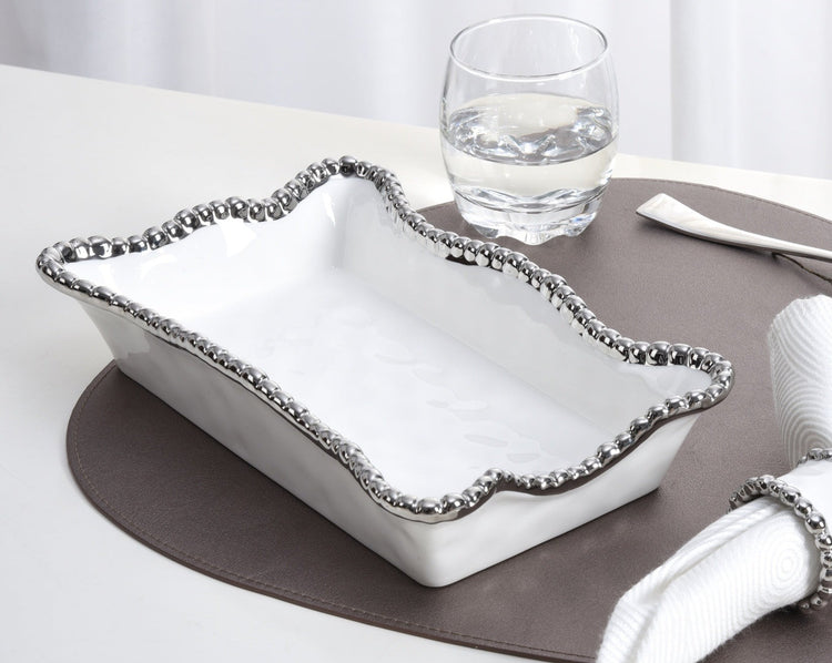 Dinner Napkin / Guest Towel Holder Silver Rim