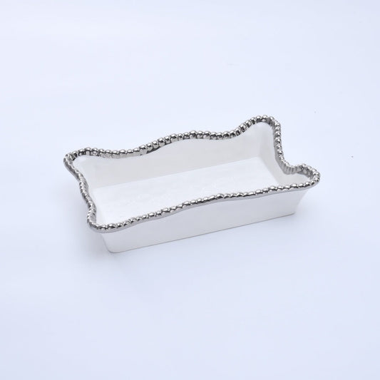 Dinner Napkin / Guest Towel Holder Silver Rim