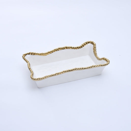 Dinner Napkin / Guest Towel Holder Gold Rim