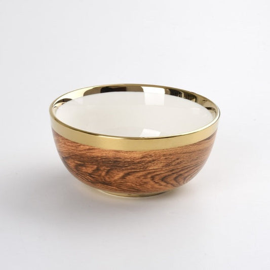 Small Wood Grain & Gold Titanium Bowl