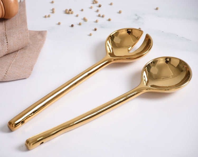 Salad Servers Gold  10"