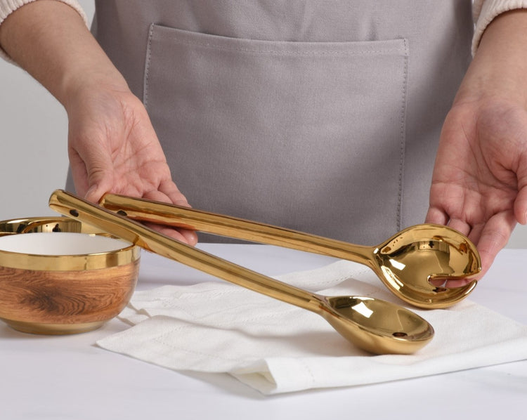 Salad Servers Gold  10"