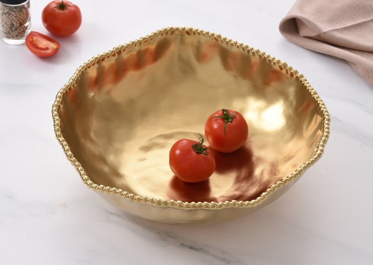 Oversized Serving Bowl Gold Rim