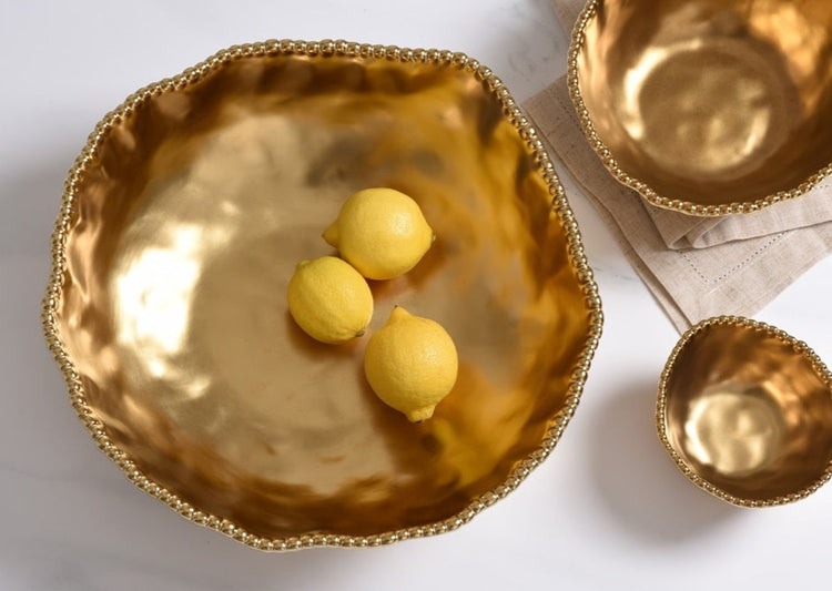 Oversized Serving Bowl Gold Rim