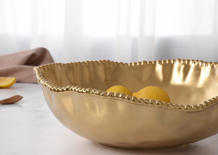 Oversized Serving Bowl Gold Rim