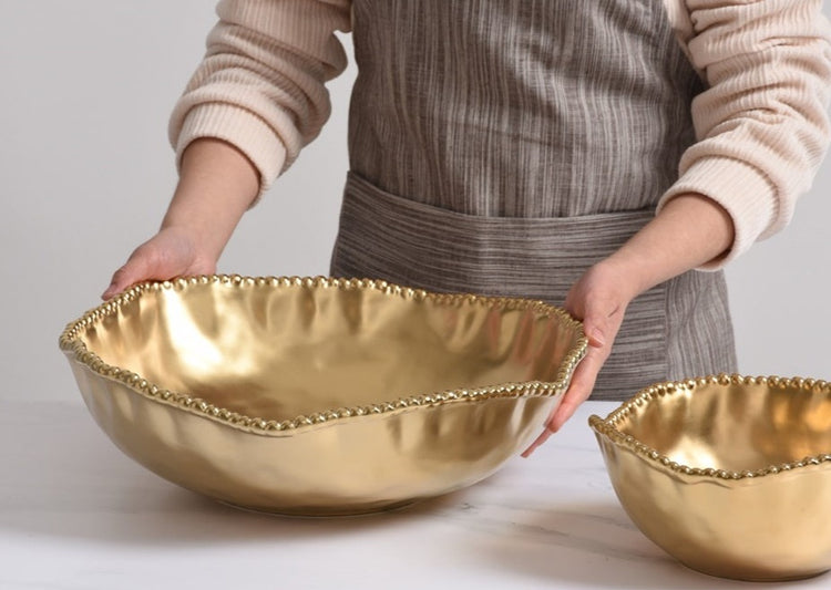 Oversized Serving Bowl Gold Rim