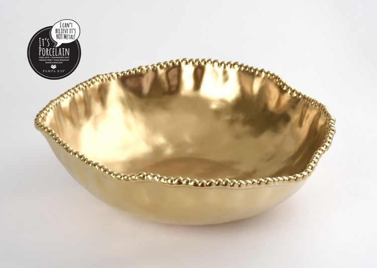 Oversized Serving Bowl Gold Rim