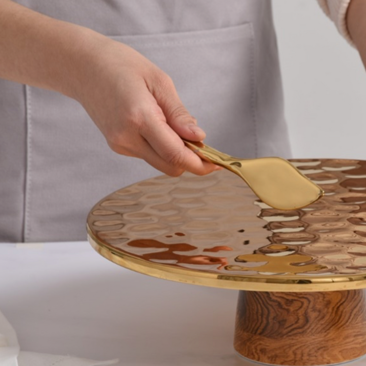 Hammered Gold Cake Stand