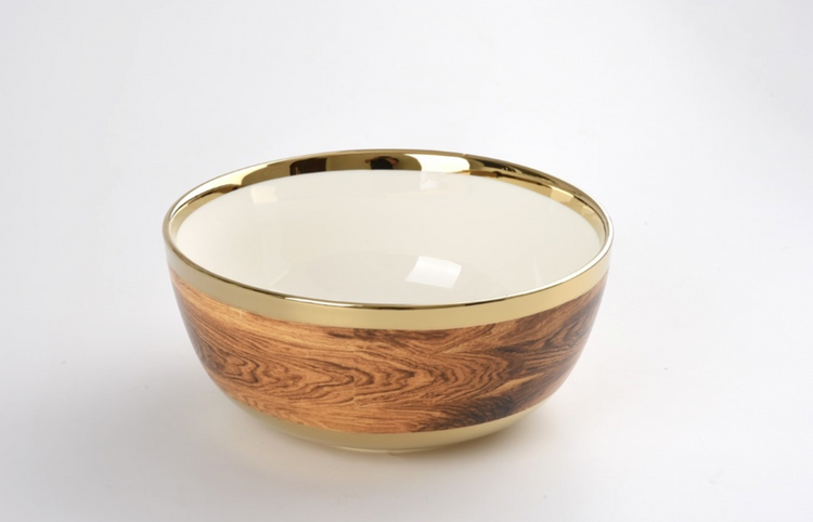 Large Gold Finish Titanium Wood Grain Bowl