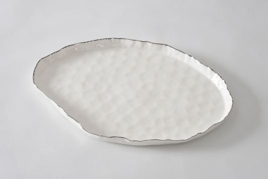 Silver Ribbon Edge Large Oval Platter