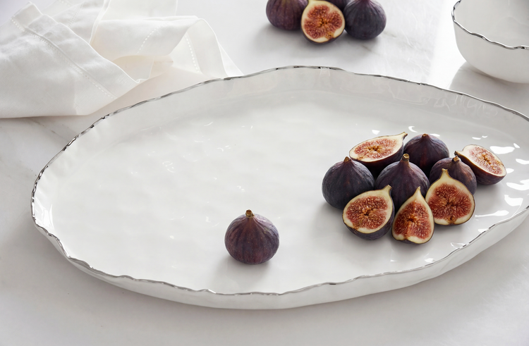 Silver Ribbon Edge Large Oval Platter