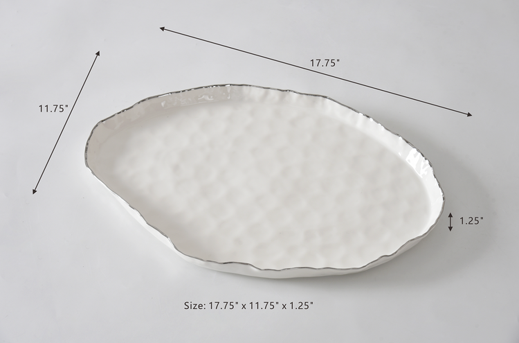 Silver Ribbon Edge Large Oval Platter