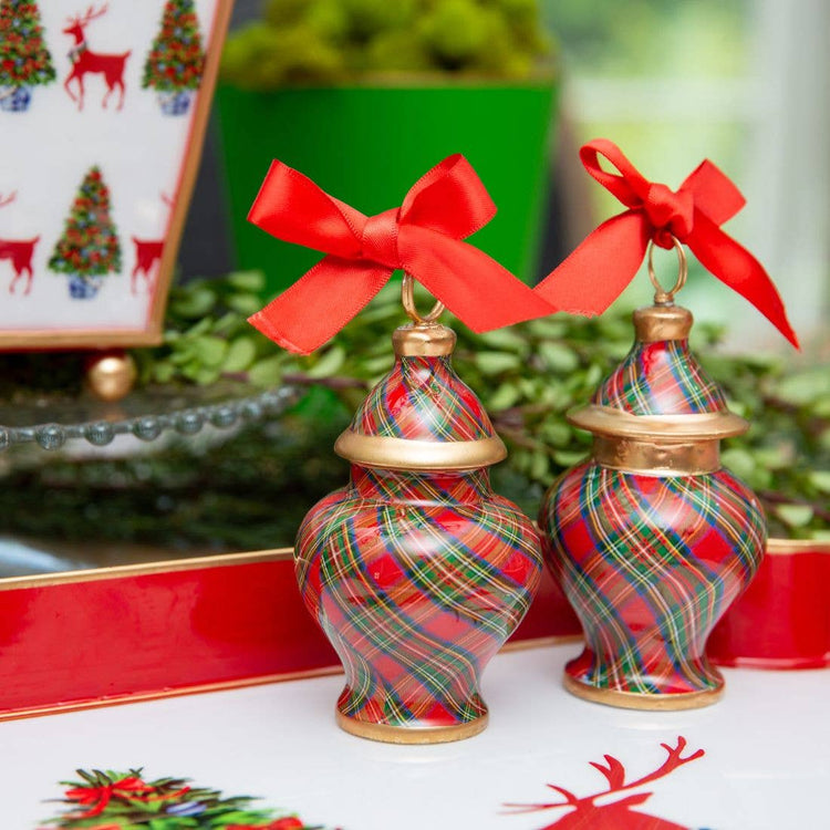 Royal Tartan Ginger Jar Ornaments