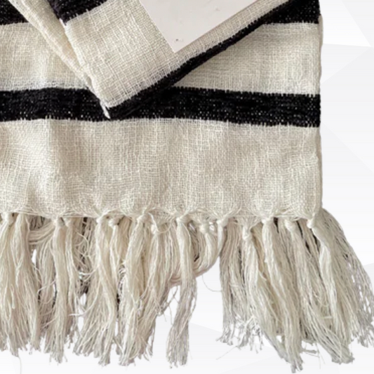 Ivory & Black Throw /Lightweight