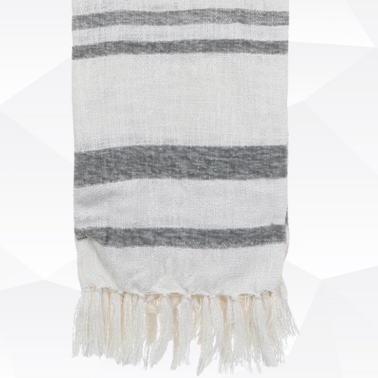 Ivory & Gray Throw /Lightweight