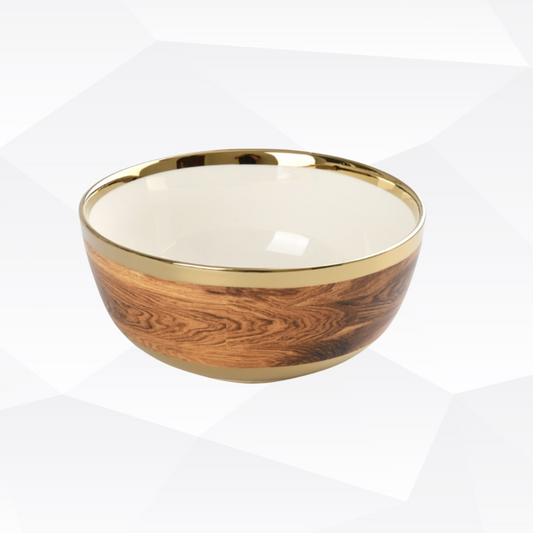 Large Gold Finish Titanium Wood Grain Bowl