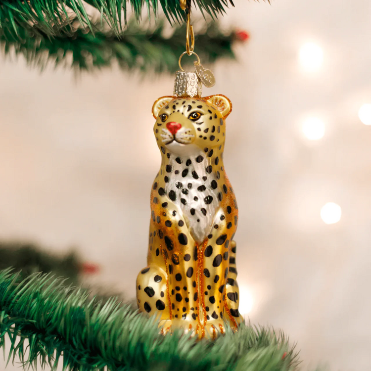 Leopard Glass Ornament