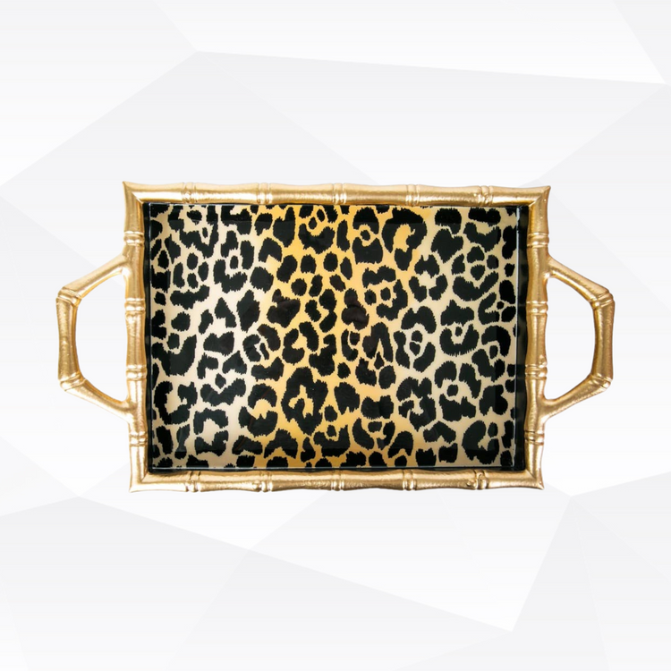 Leopard Spots Enameled Chang Mai Tray 10x14: Brown