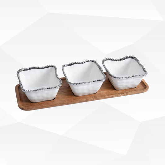 Silver Rim Entertaining Set – 4 Pc