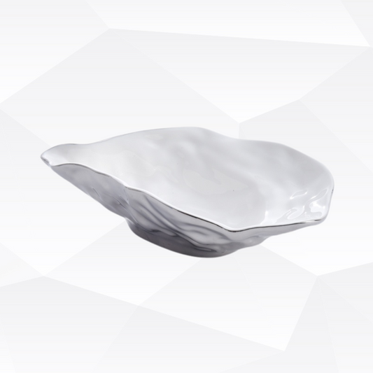 Small White/Silver Oyster Bowl