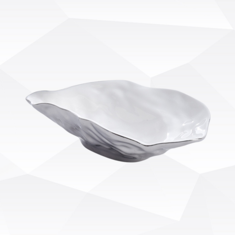 Small White/Silver Oyster Bowl