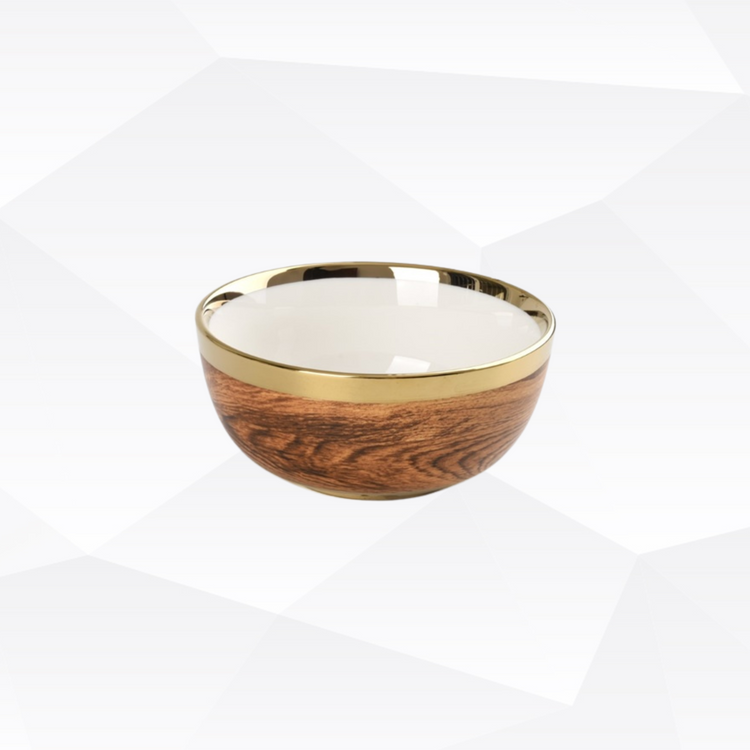 Small Wood Grain & Gold Titanium Bowl