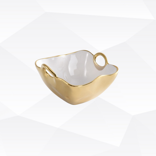 Square Snack Bowl Gold Rim