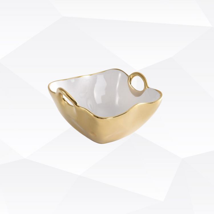 Square Snack Bowl Gold Rim