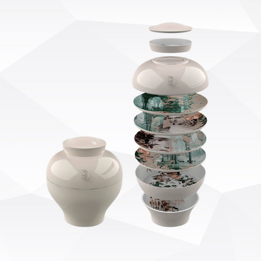 Tan Ginger Jar/Stackable Dinner Service for 4-8 Piece