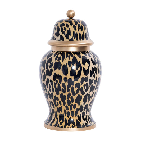 Leopard Spots Enameled Ginger Jar: Brown / Large