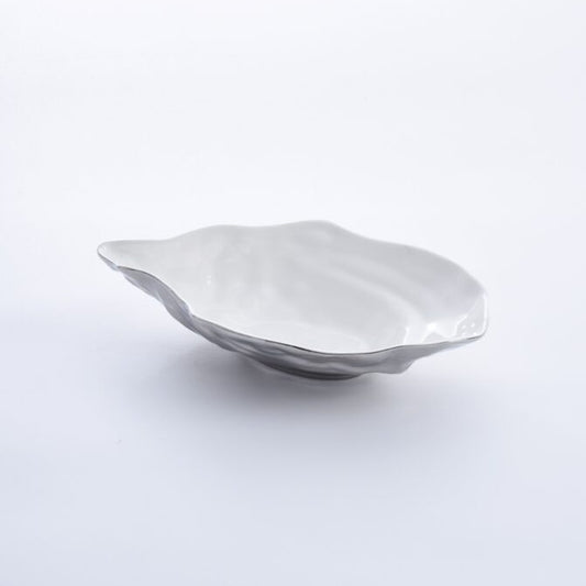 Medium White/Silver Oyster Bowl