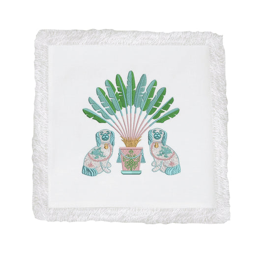 Palm Dogs Fringe Cocktail Napkins (Set of 4)