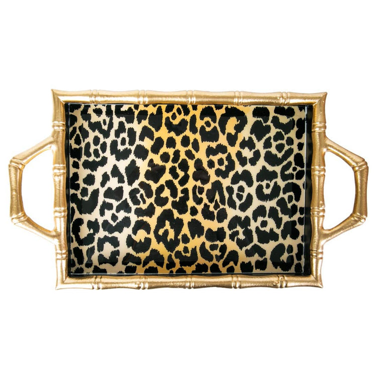 Leopard Spots Enameled Chang Mai Tray 10x14: Brown